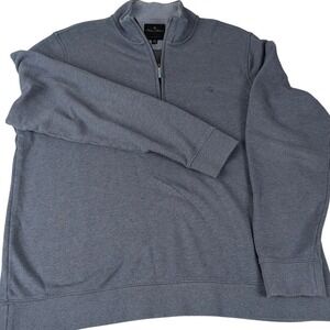 Brooks Bros Mens XXL Light Blue Heathered Cotton Quarter Zip Pullover Sweater